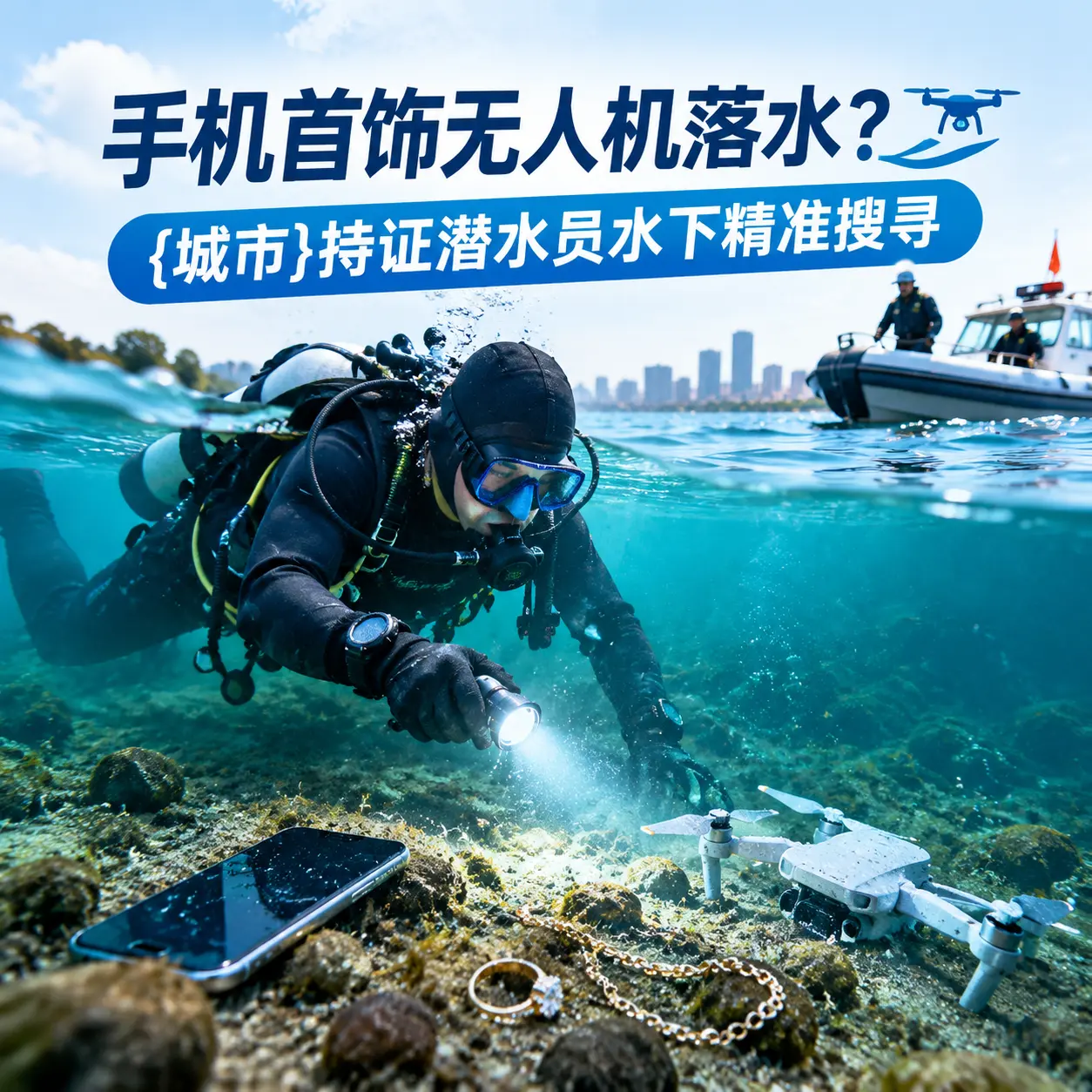 手机首饰无人机落水？道县持证潜水员水下精准搜寻